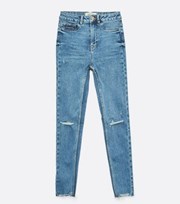 New Look Blue Ripped High Waist Hallie Super Skinny Jeans